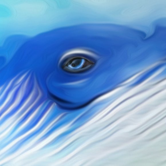 Blue Whale Watercolor Oil Painting Wall Art Print - Picture 6 of 7